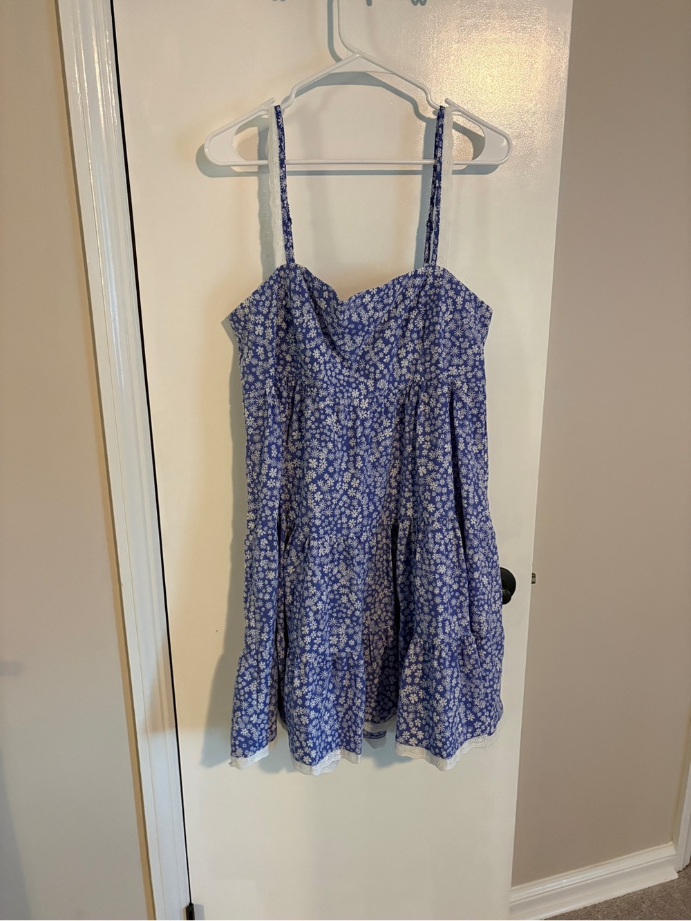Altar'd State Lavender Blue Floral Tiered Spaghetti Strap Dress